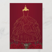 Elegant Gold & Burgundy Quinceañera Invitation Kaart (Achterkant)