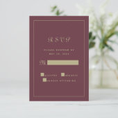 Elegant Gold Burgundy Script Weddenschap RSVP Kaartje (Staand voorkant)