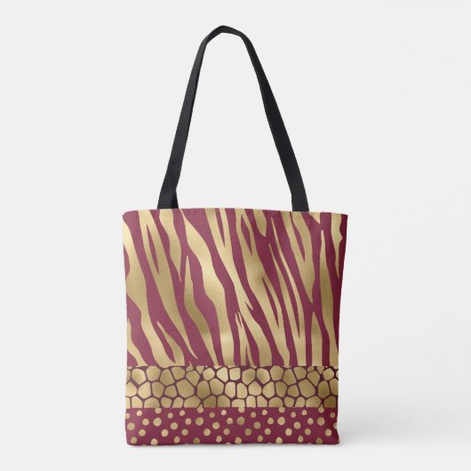 Elegant Gold Burgundy Tiger Chic Stylish Trendy Tote Bag (Achterkant)