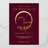 Elegant Gold Burgundy Wedding Folie Uitnodiging (Voorkant)