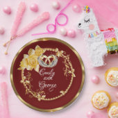 Elegant Gold Burgundy Wedding Persoonlijk Papieren Bordje (Feest)