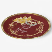 Elegant Gold Burgundy Wedding Persoonlijk Papieren Bordje (Gekanteld)