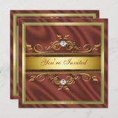 Elegant Gold Burnt Oranje Silk/Satin Invitation th Kaart (Voorkant / Achterkant)