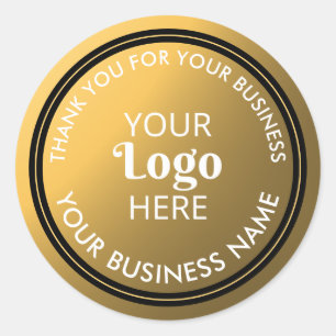 Elegant Gold Business Bedankt Bedrijf Logo Ronde Sticker