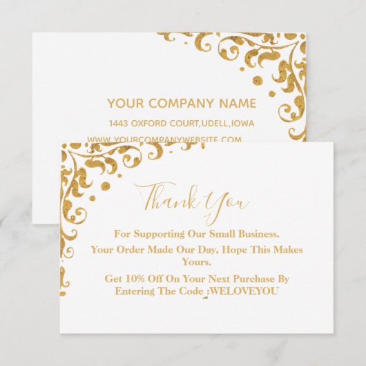 Elegant Gold Business - Hartelijk dank voor uw kaa Bedankkaart (Voorkant / Achterkant)