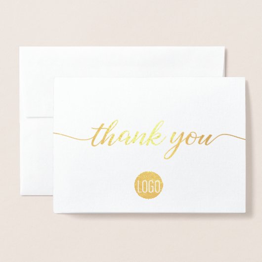Elegant Gold Business logo Hartelijk dank voor uw Folie Kaarten (Voorkant met envelop)