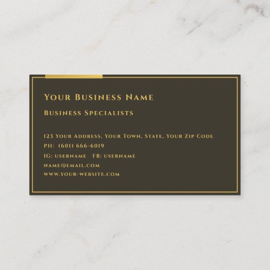 Elegant Gold Business Professional, Dark B Visitekaartje (Achterkant)
