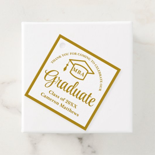 Elegant Gold Business School Afstudeerfeest Bedankjes Labels (In situ)