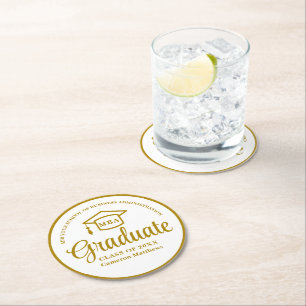 Elegant Gold Business School Afstudeerfeest Ronde Kartonnen Onderzetter