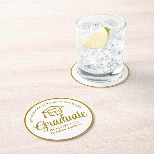 Elegant Gold Business School Afstudeerfeest Ronde Kartonnen Onderzetter (Insitu)