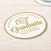 Elegant Gold Business School Afstudeerfeest Ronde Kartonnen Onderzetter (Gebogen)
