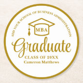Elegant Gold Business School Afstudeerfeest Ronde Kartonnen Onderzetter (Voorkant)