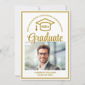 Elegant Gold Business School Afstuderen MBA Foto Aankondiging (Voorkant)