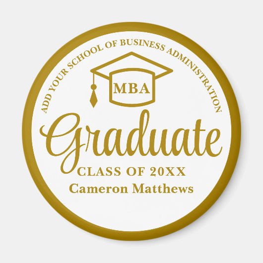 Elegant Gold Business School Afstuderen MBA Magneet (Voorkant)