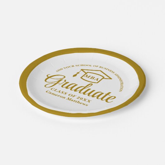 Elegant Gold Business School Afstuderen MBA Papieren Bordje (Gekanteld)