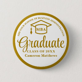 Elegant Gold Business School Afstuderen MBA Ronde Button 5,7 Cm