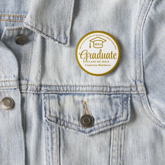 Elegant Gold Business School Afstuderen MBA Ronde Button 5,7 Cm (In situ)