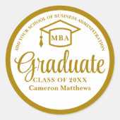 Elegant Gold Business School Afstuderen MBA Ronde Sticker (Voorkant)