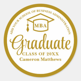 Elegant Gold Business School Afstuderen MBA Ronde Sticker