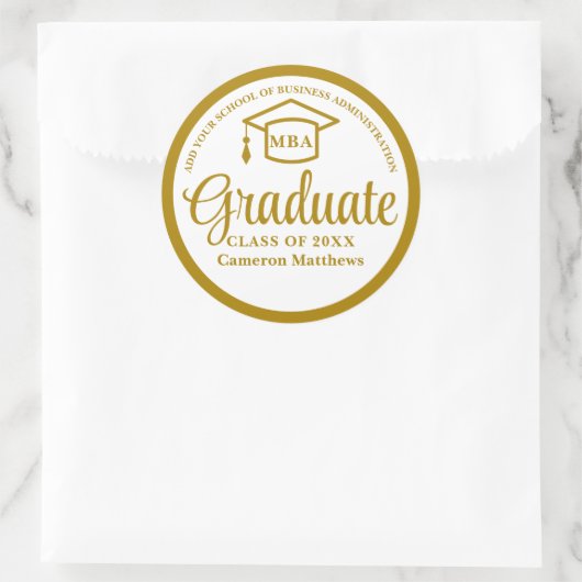 Elegant Gold Business School Afstuderen MBA Ronde Sticker (Tas)