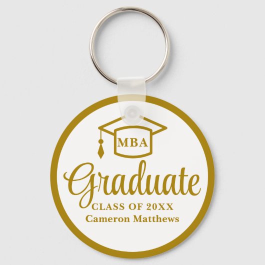 Elegant Gold Business School Afstuderen MBA Sleutelhanger (Voorkant)