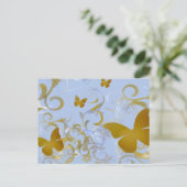 Elegant Gold Butterflies Briefkaart (Staand voorkant)