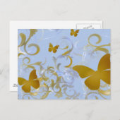 Elegant Gold Butterflies Briefkaart (Voorkant / Achterkant)