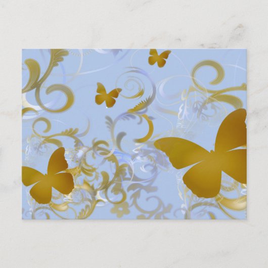 Elegant Gold Butterflies Briefkaart (Voorkant)
