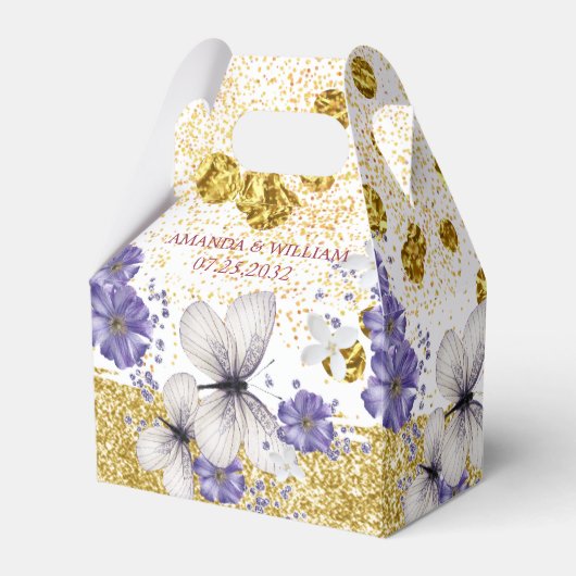 Elegant Gold Butterflies Wedding Favor Box Bedankdoosjes (Voorkant Zijde)