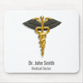 Elegant Gold Caduceus Black Wings Classy Medical Muismat (Voorkant)