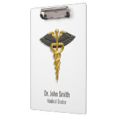 Elegant Gold Caduceus Classy Medical Black Wings Klembord (Links)