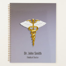 Elegant Gold Caduceus White Wings Medical