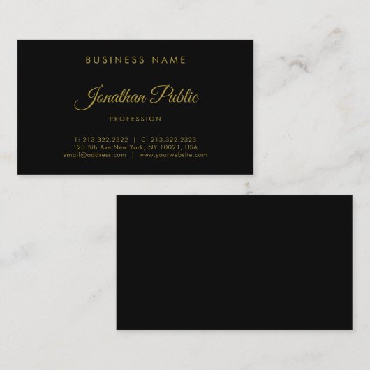 Elegant Gold Calligraded Script Professional Visitekaartje (Voorkant / Achterkant)