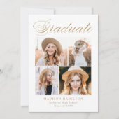 Elegant Gold Calligrafie 4 Foto Afstuderen Aankondiging (Voorkant)
