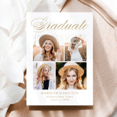 Elegant Gold Calligrafie 4 Foto Afstuderen Aankondiging
