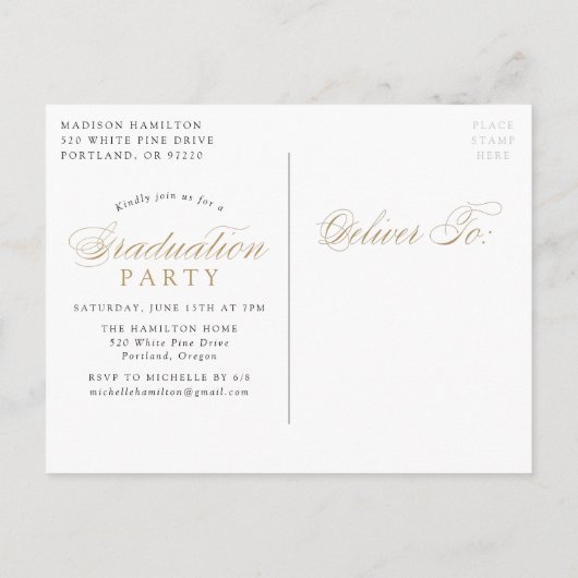 Elegant Gold Calligrafie 4 Fotogradatie Partij Uitnodiging Briefkaart (Achterkant)