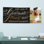 Elegant Gold Calligrafie Afstuderen Klasse 23 Spandoek (Beurs)