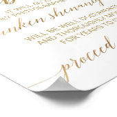 Elegant Gold Calligrafie Attentie Open Bar Sign Poster (Hoek)