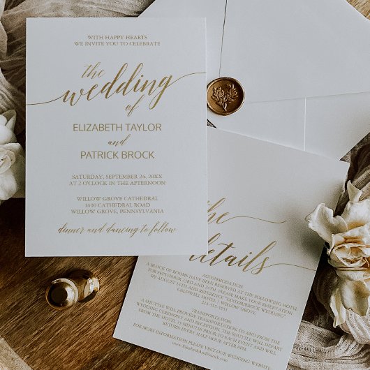 Elegant Gold Calligrafie | Details over de rugbrui Kaart