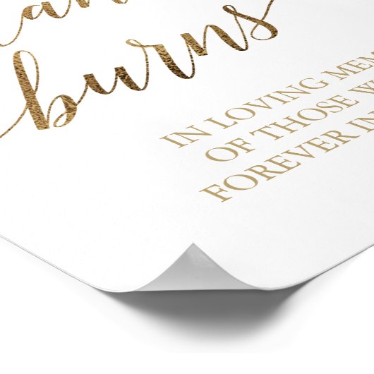 Elegant Gold Calligrafie Deze kaars brandt het tek Poster (Hoek)
