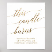 Elegant Gold Calligrafie Deze kaars brandt het tek Poster (Voorkant)