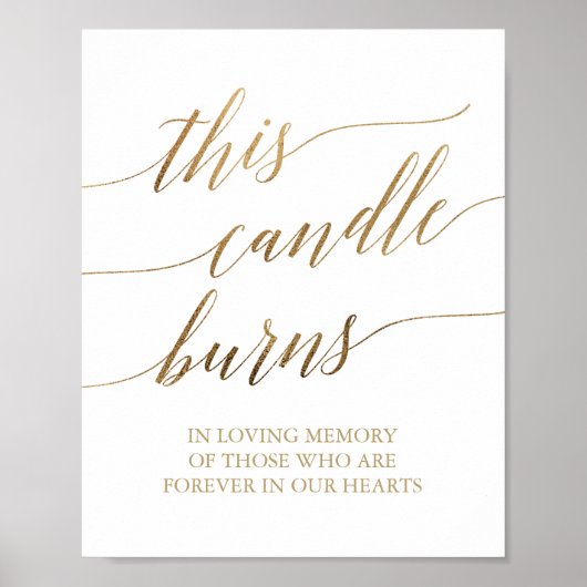 Elegant Gold Calligrafie Deze kaars brandt het tek Poster (Voorkant)