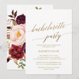 Elegant Gold Calligrafie   Floral Bachelorette Kaart