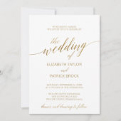 Elegant Gold Calligrafie | Floral Backing Wedding Kaart (Voorkant)