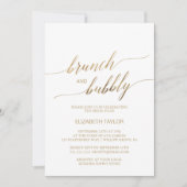 Elegant Gold Calligrafie | Floral Brunch en Bubble Kaart (Voorkant)