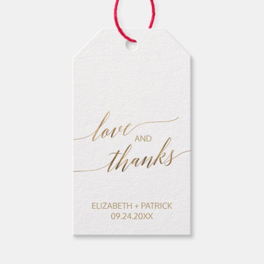 Elegant Gold Calligrafie | Floral Love & Bedankt Cadeaulabel (Voorkant)