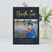 Elegant Gold Calligrafie Foto AFSTUDEERDER Harteli Kaart (Staand voorkant)