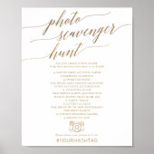 Elegant Gold Calligrafie Foto Scavenger Hunt Sign Poster (Voorkant)