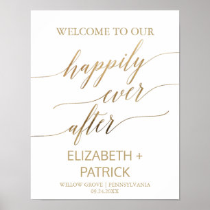 Elegant Gold Calligrafie, gelukkig altijd na onder Poster