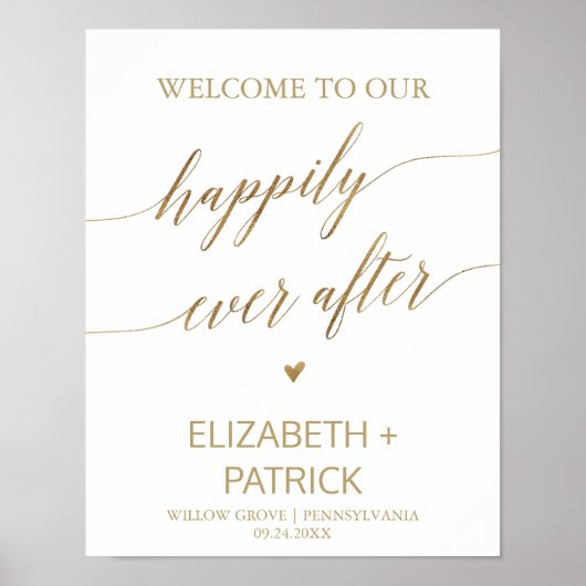 Elegant Gold Calligrafie, gelukkig ooit na het har Poster (Voorkant)